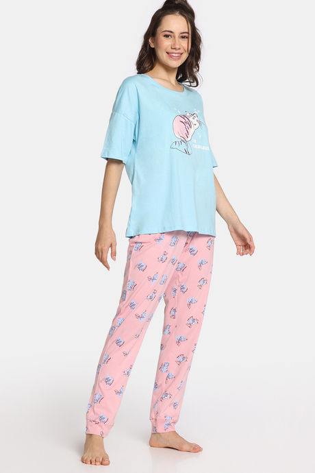 Rosaline Purrfect Dreams Knit Cotton Pyjama Set - Tickled Pink — image 2